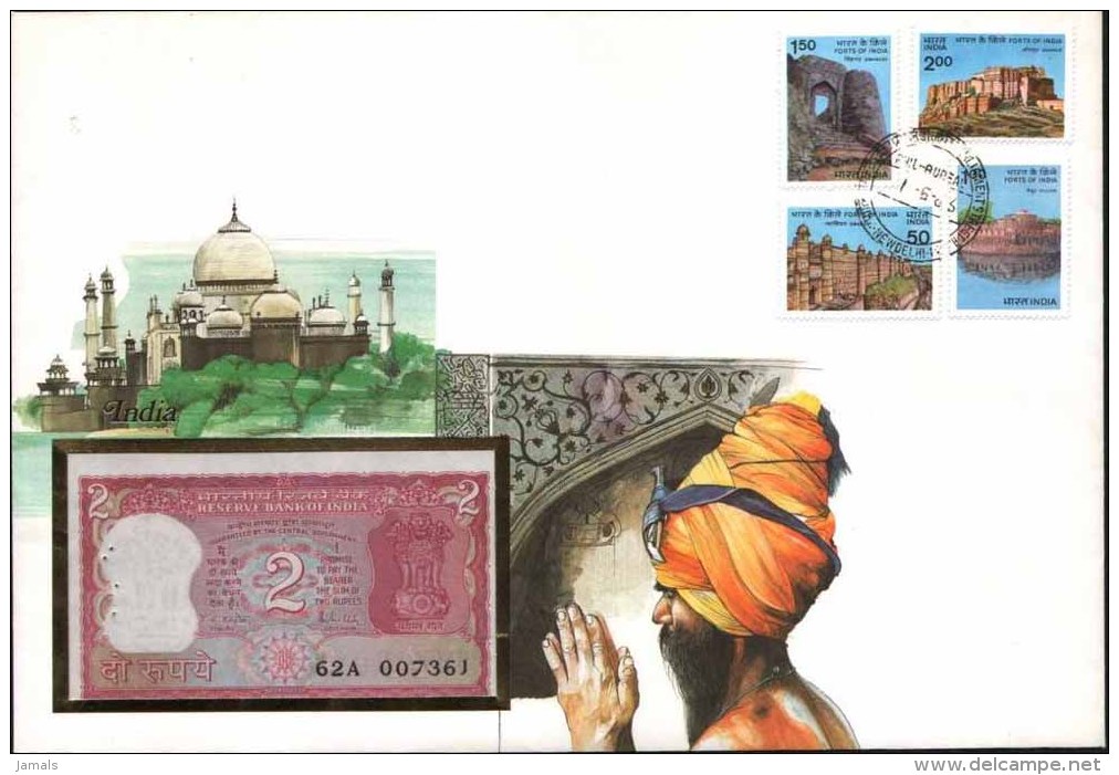 Tajmahal / Taj Mahal, Mosque, Religion, Islam, Sikh, Sikkhism, Special Cover With Banknote, India - Mosquées & Synagogues