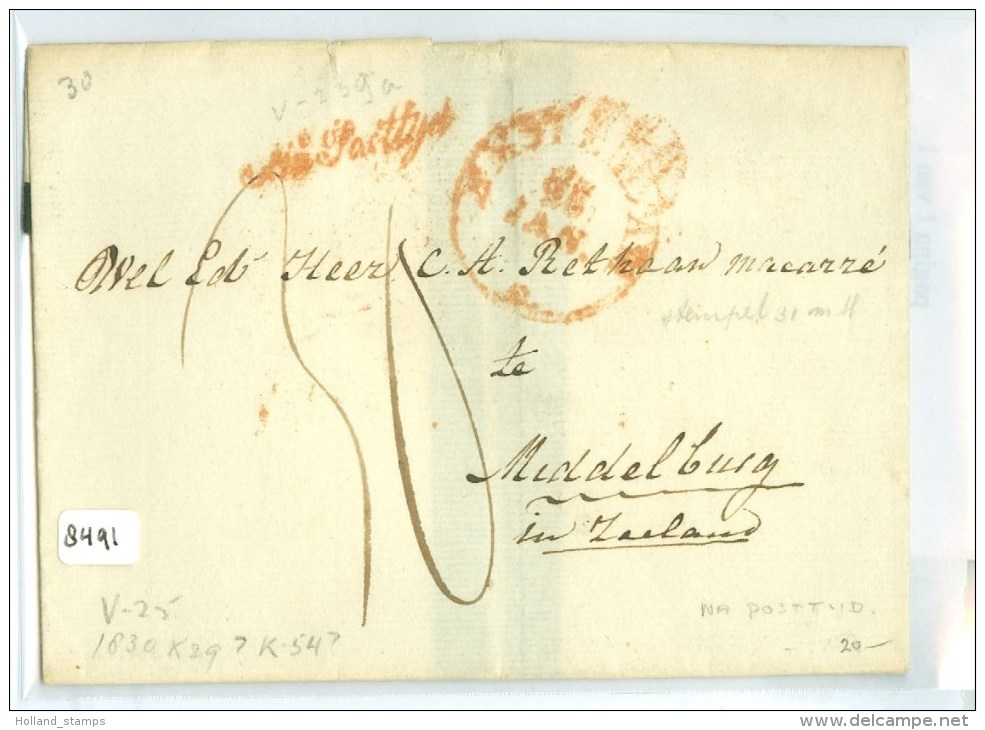 E.o. BRIEFOMSLAG * NA POSTTIJD*  Van AMSTERDAM Aan Rethaan Macaré Te MIDDELBURG (8491) - ...-1852 Préphilatélie