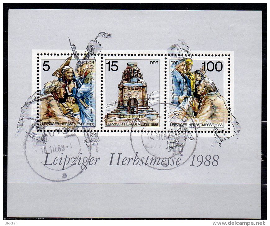 Leipziger Herbstmesse 1988 DDR Block 95 O 3€ Messe-Szene Denkmal Völkerschlacht Napoleon 1813 Bloc Fair Sheet Bf Germany - Rivoluzione Francese