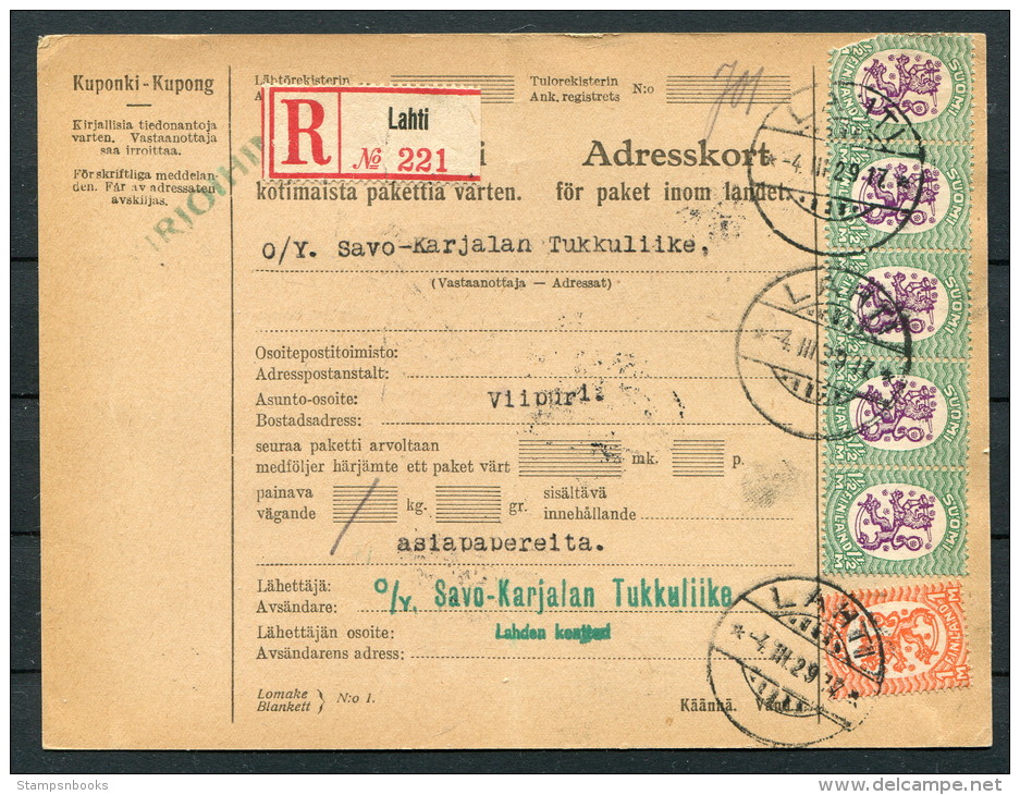 1929 Finland Lahti Adresskort - O/Y Savo-Karjalan Tukkuliike, Viipuri / Asiapapereita - Covers & Documents