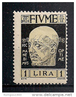 FIUME 1920 EFFIGE DI D'ANNUNZIO SASS.122 MLH VF - Fiume