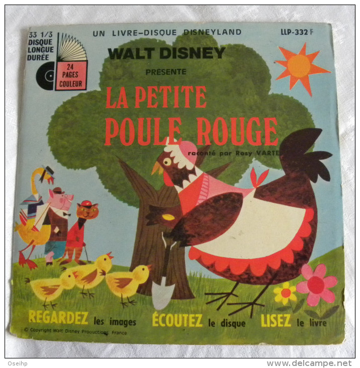 Livre Disque Vinyle 33 T 1/3 Longue Durée Walt Disney LA PETITE POULE ROUGE Raconté Par Rosy Varte LLP 332 F - Children