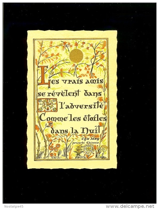 Ed Roussel L25 Chu Meg Proverbe Chinois : Les Vrais Amis Se Révèlent Dans L´adversité Comme  Les étoiles Dans La Nuit - Non Classés