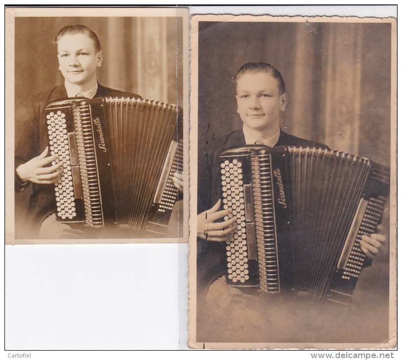 FAIMES-WAREMME-CAMILLE MOUREAU-ACCOREONISTE-VIRTUOSE-RUE DE HUY-CARTE-PHOTO+CARTE DE VISITE-RARE-VOYEZ LES 3 SCANS! ! ! - Faimes