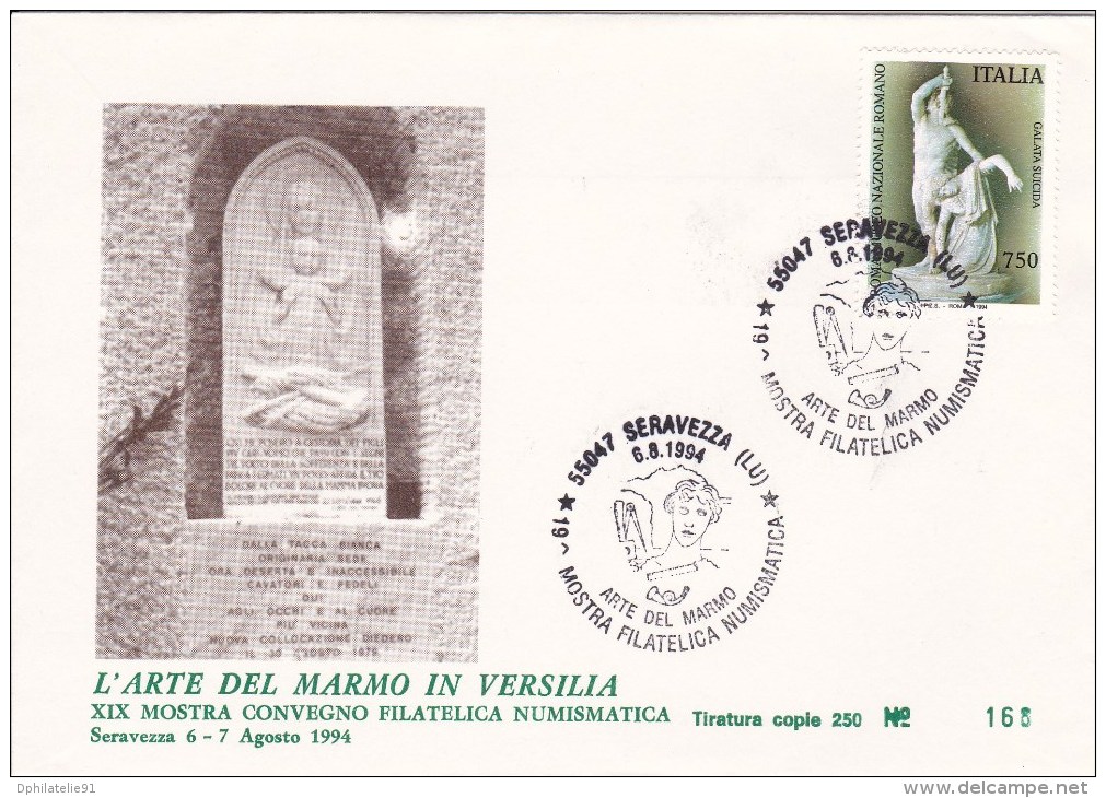 ITALIE - 6.8.1994 - L'ARTE DEL MARMO IN VESILIA - SERAVEZZA (enveloppe) Neuf - Cartes Philatéliques