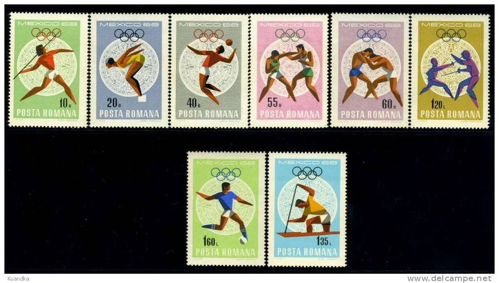 1968 Summer Olympics - Mexic,Romania,Mi.2697-2704,MNH - Unused Stamps