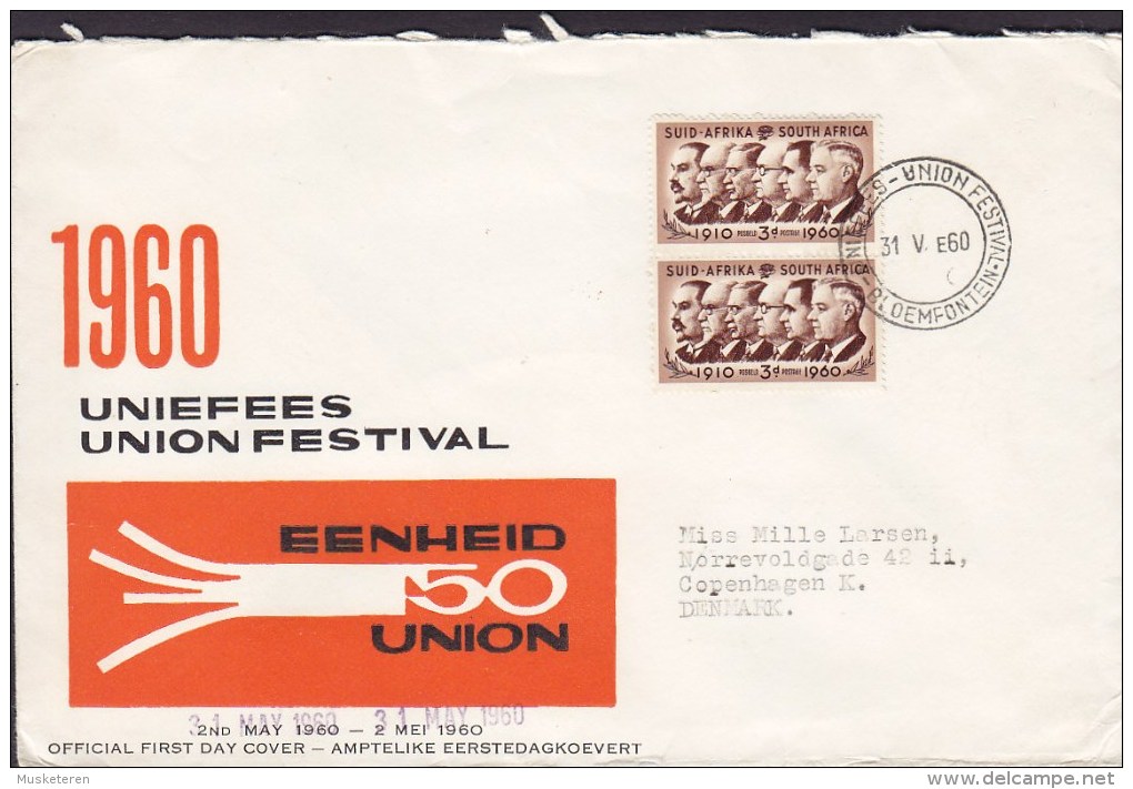 South Africa Ersttags Brief FDC Cover 1960 Union Festival Presidents Botha, Smuts, Hertzog, Malan, Strijdom & Verwoerd - FDC