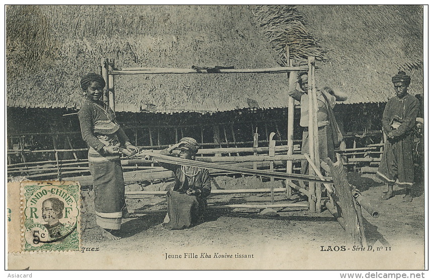 Laos Raquez Serie D No 11 Jeune Fille Kha Kouene Tissant - Laos