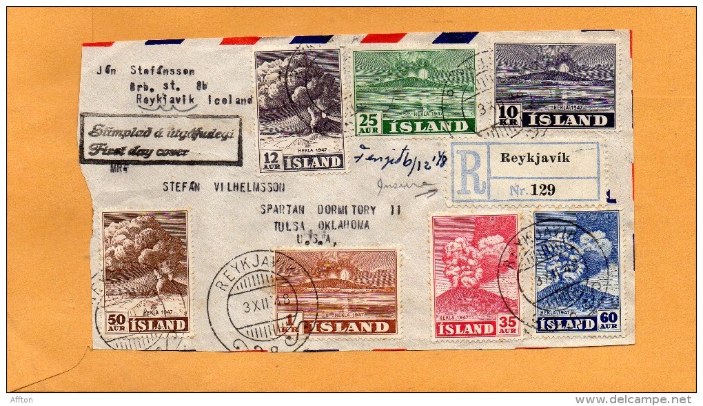 Iceland 1948 Registered Front Of Cover - Storia Postale