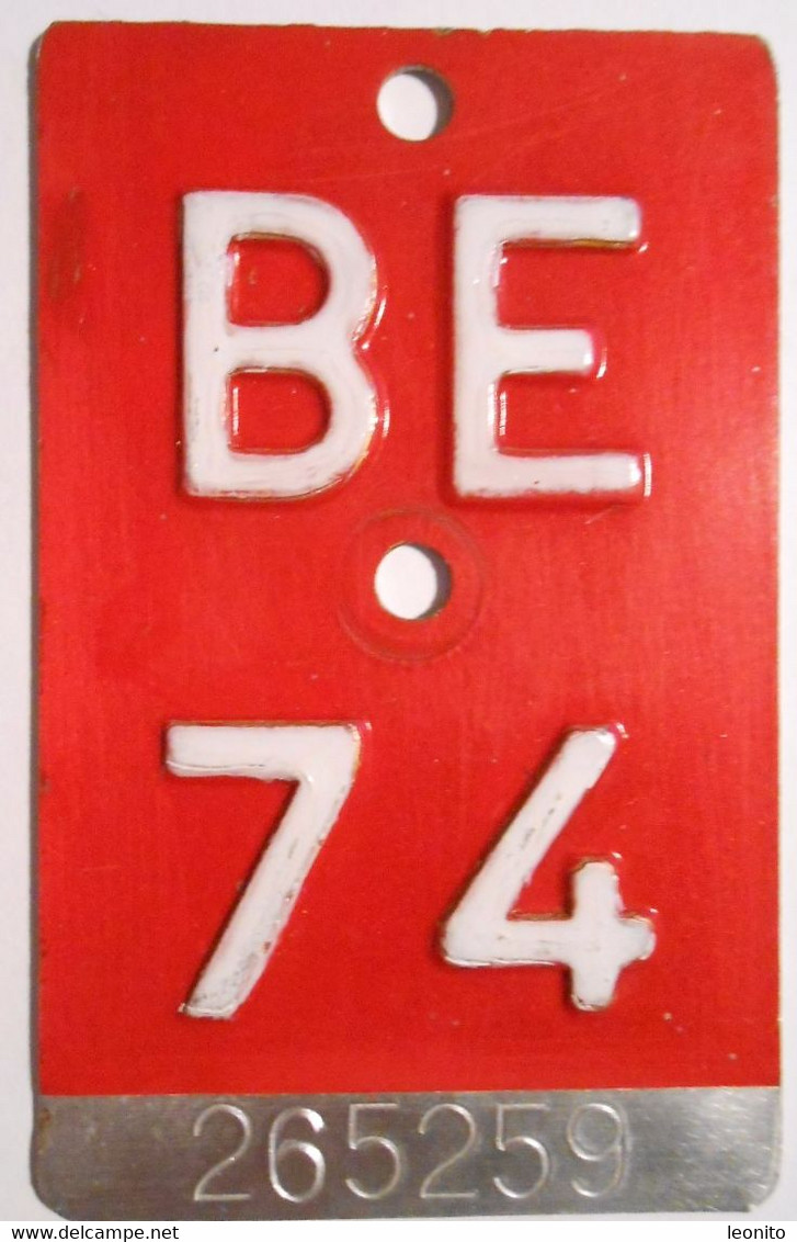 Velonummer Bern BE 74 - Nummerplaten