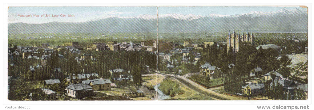 Panorama Salt Lake City Utah 1910c Double Fold Out Postcard - Salt Lake City