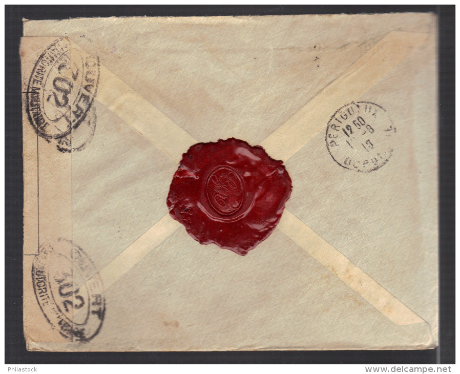 GRECE 1914/1918 Usages Courants Obl. S/enveloppe Recommandée Censure Militaire Française - Covers & Documents