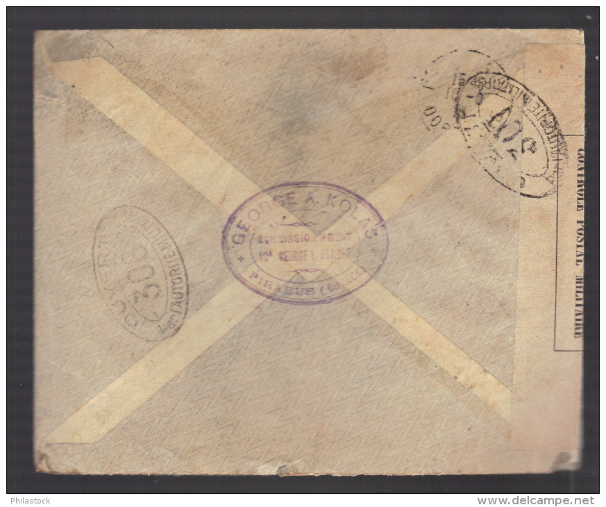GRECE 1914/1918 Usages Courants Obl. S/enveloppe Censure Militaire Française - Storia Postale