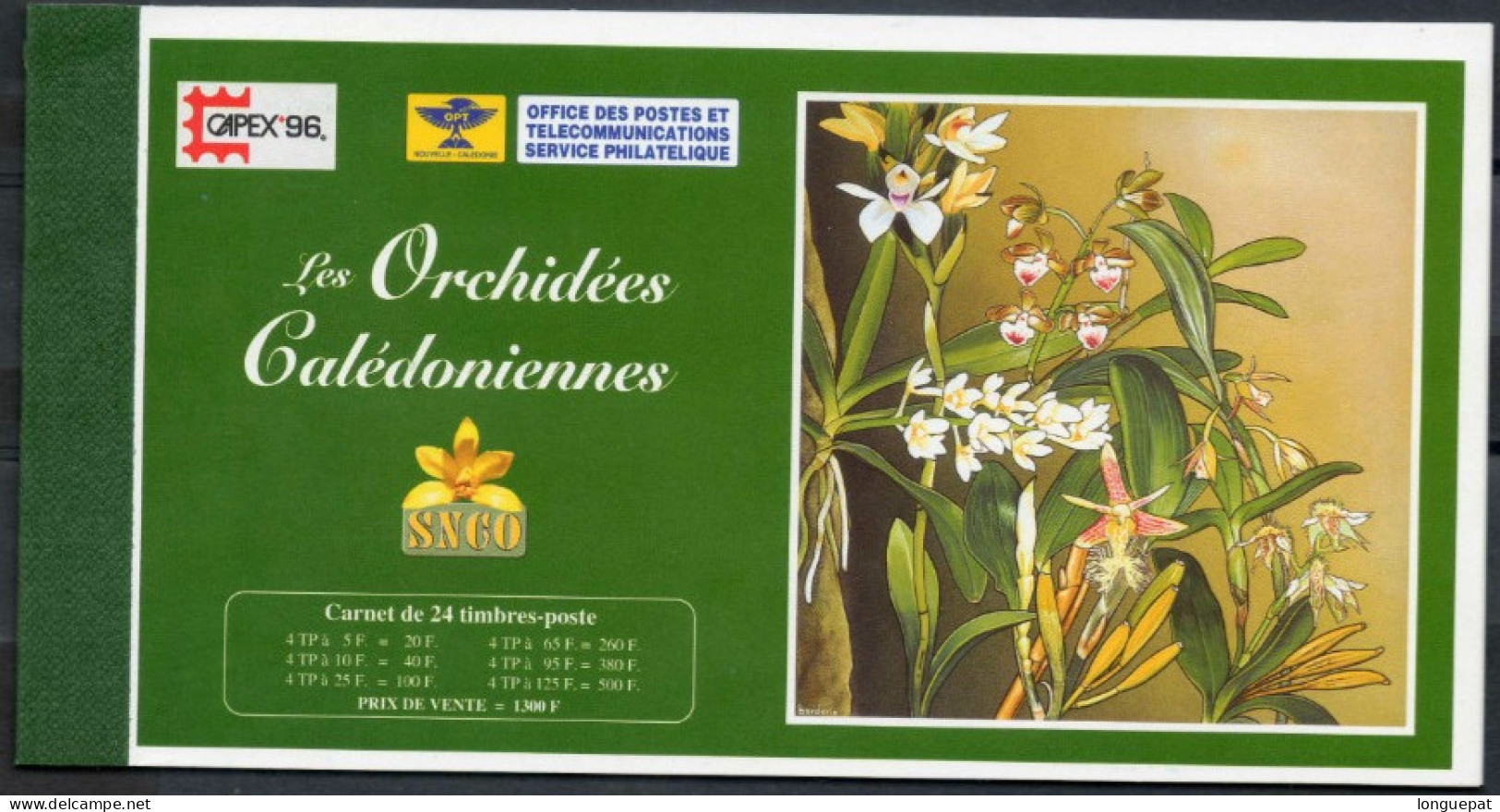 Nelle CALEDONIE :  Orchidées Calédoniennes  (Dendrobium, Phaïs, )- "Capes 96" Exposition Philatélique à Toronto (Canada) - Booklets