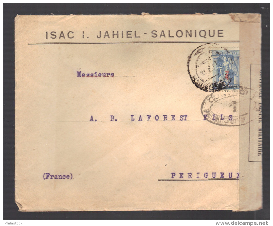 GRECE 1914/1918 Usages Courants Obl. S/enveloppe Censure Militaire Française - Storia Postale