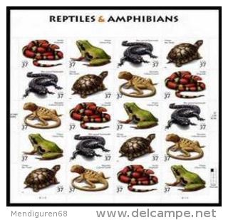 USA 2003 Reptiles & Amphibians  Sheet Of 20 $ 7.40 MNH SC 3814-18sp YV BF-3506-3510 MI B-3782-86 SG MS4317-21 - Hojas Completas