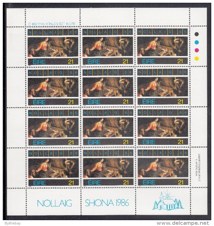 Ireland MNH Scott #677 Minisheet Of 12 21p 'Adoration Of The Shepherds' By Francesco Pascucci - Christmas - Blocks & Sheetlets