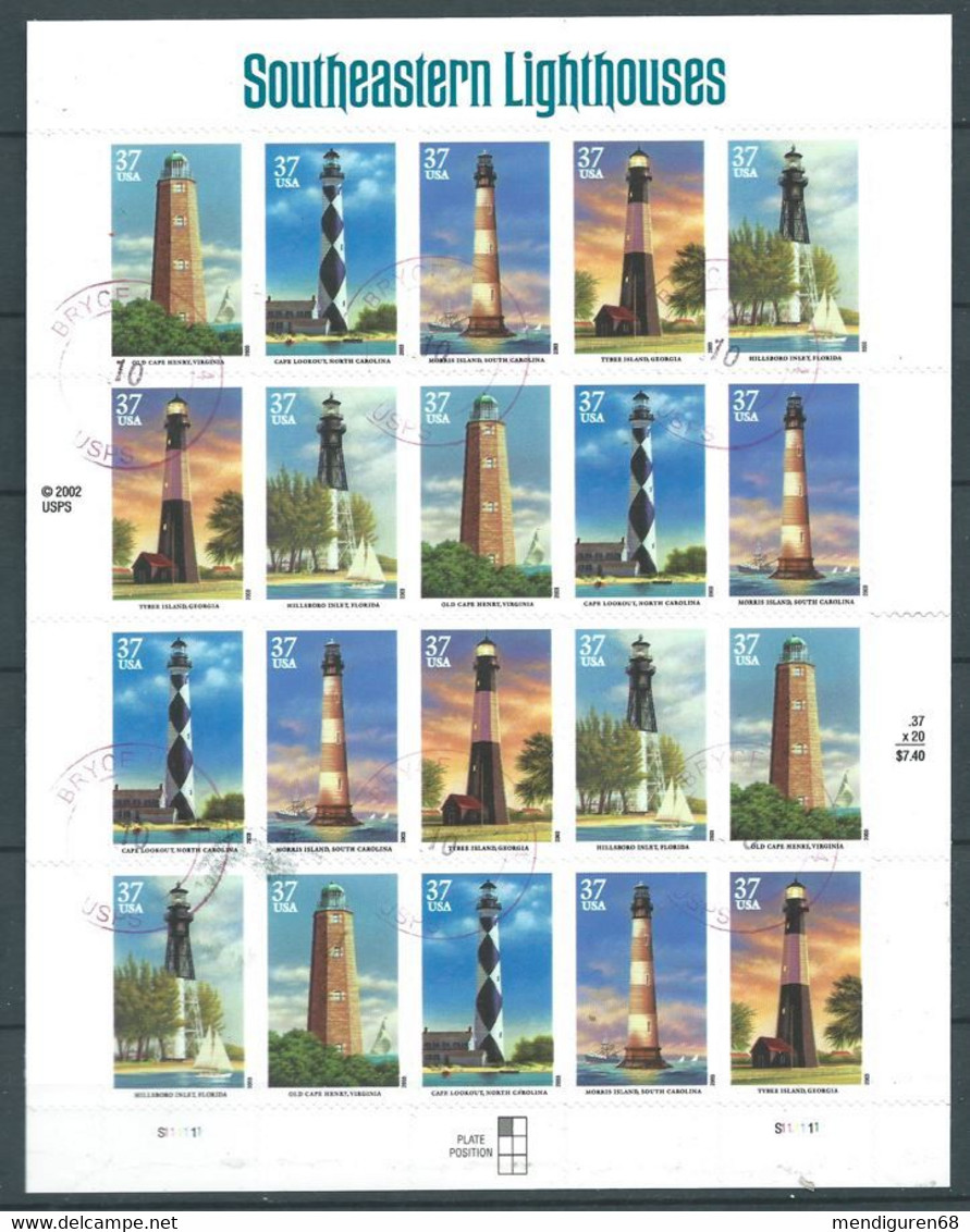 VERINIGTE STAATEN ETATS UNIS USA 2003 M/S SOUTHEASTERN LIGHTHOUSES USED SC 3787-91SP YT F3479-83 MI B3746-50 SG MS4290-4 - Hojas Completas