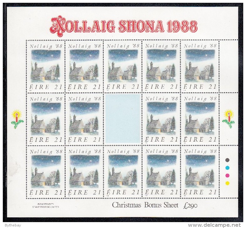 Ireland MNH Scott #730 Minisheet Of 14 21p Stone Church In Winter - Christmas - Blocchi & Foglietti