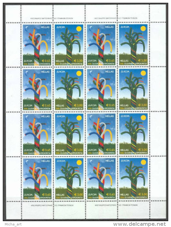 Greece Europa Cept 2006 Sheet 8 Sets MNH - Feuilles Complètes Et Multiples