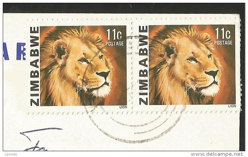 ZIMBABWE Victoria Falls Eastern Cataract In Flood Stamps Lion - Zimbabwe