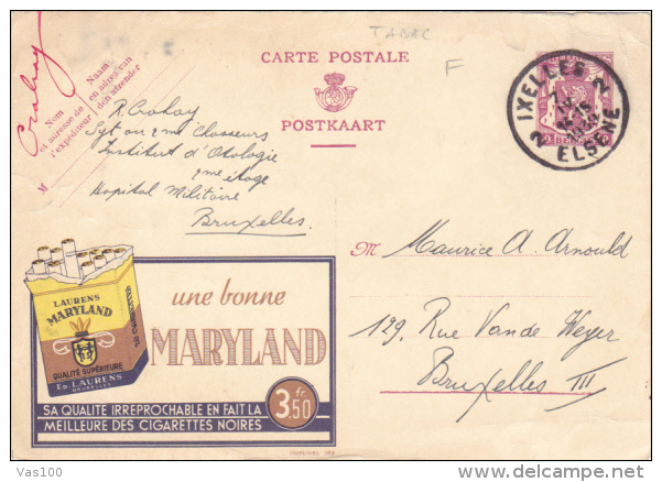 MARYLAND CIGARETTES,ADVERTISEMENT 1939 VERY RARE POSTCARD STATIONERY BELGE - Publibels