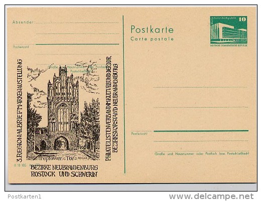 DDR P84-2-82 C2 Postkarte Zudruck TREPTOWER TOR NEUBRANDENBURG 1982 - Private Postcards - Mint