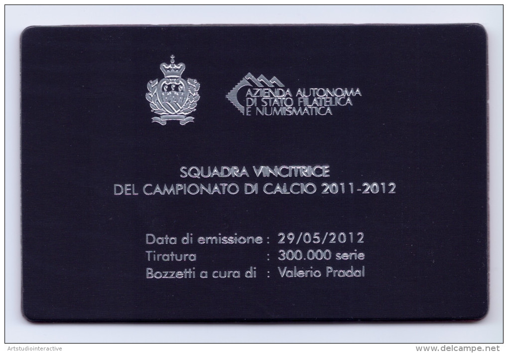 2013 SAN MARINO "JUVENTUS CAMPIONE D´ITALIA 2011/2012" CALAMITA CARD - Errors, Freaks & Oddities (EFO)