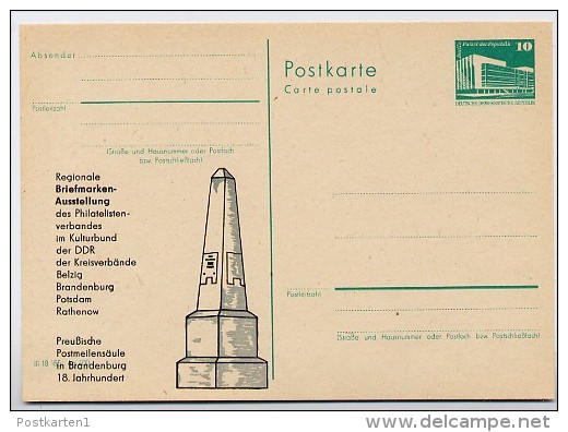 DDR P84-5-82 C5 Postkarte Zudruck POSTMEILENSÄULE Brandenburg 1982 - Private Postcards - Mint