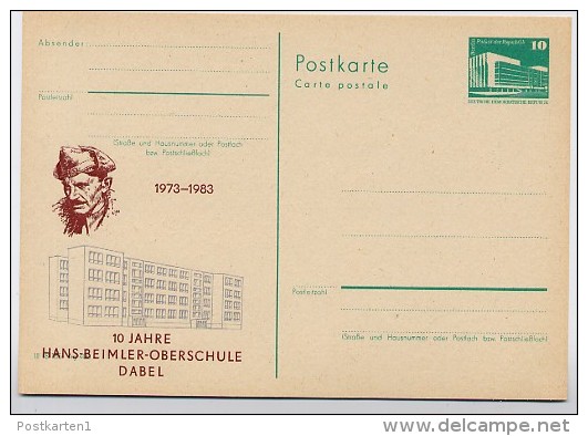 DDR P84-3-83 C15 Postkarte Zudruck HANS BEIMLER DABEL 1983 - Privatpostkarten - Ungebraucht