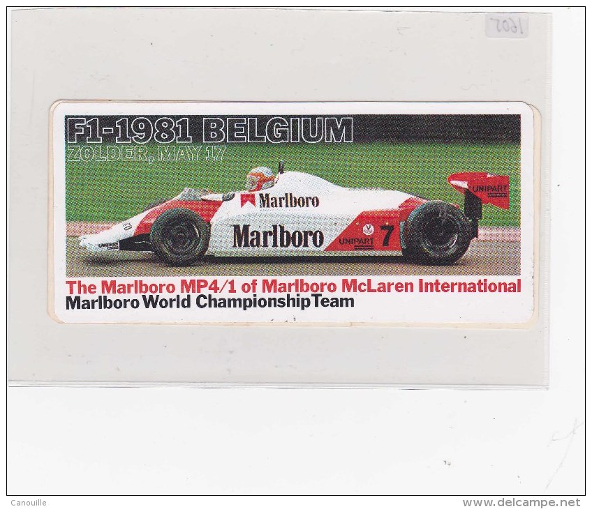 Sticker Marlboro - Zolder Belgium 1981 - Automobile - F1