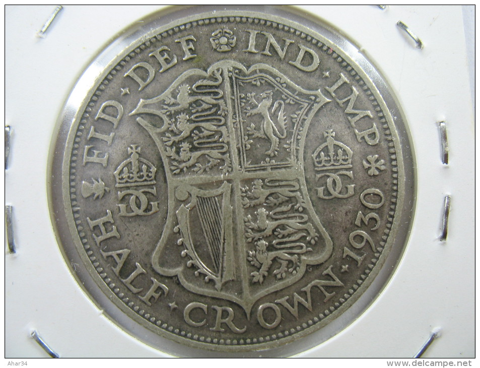 UK GREAT BRITAIN ENGLAND 1/2 HALF CROWN  1930  SILVER 500 LOT 26 NUM 4 - K. 1/2 Crown