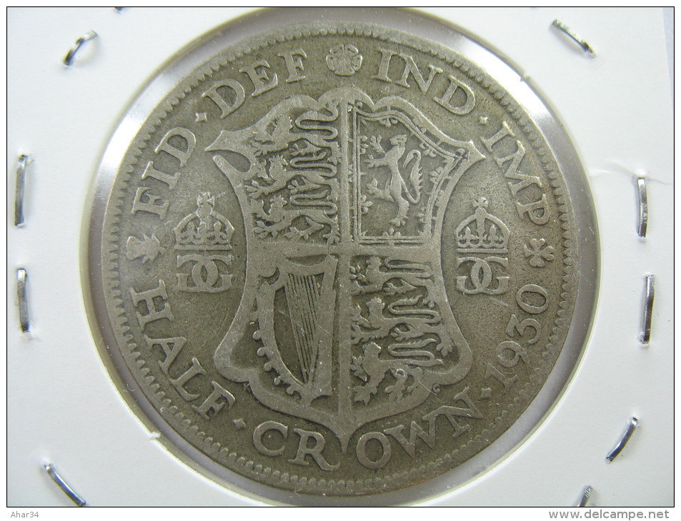 UK GREAT BRITAIN ENGLAND 1/2 HALF CROWN  1930  SILVER 500 LOT 26 NUM 5 - K. 1/2 Crown