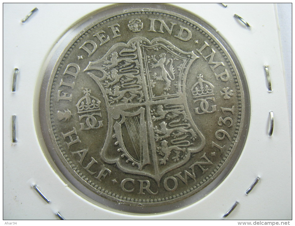 UK GREAT BRITAIN ENGLAND 1/2 HALF CROWN  1931  SILVER 500 LOT 26 NUM 6 - K. 1/2 Crown