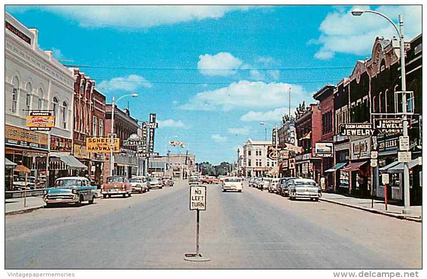 220353-North Dakota, Jamestown, First Avenue, Looking North, Business Section, 50s Cars, Dexter Press No 15738-B - Jamestown