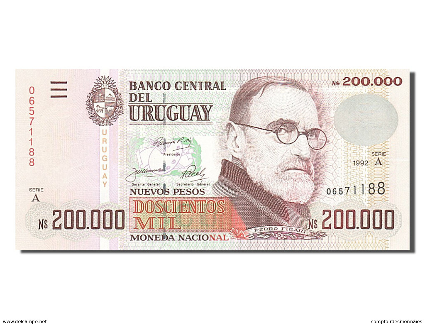 Billet, Uruguay, 200,000 Nuevos Pesos, 1992, NEUF - Uruguay