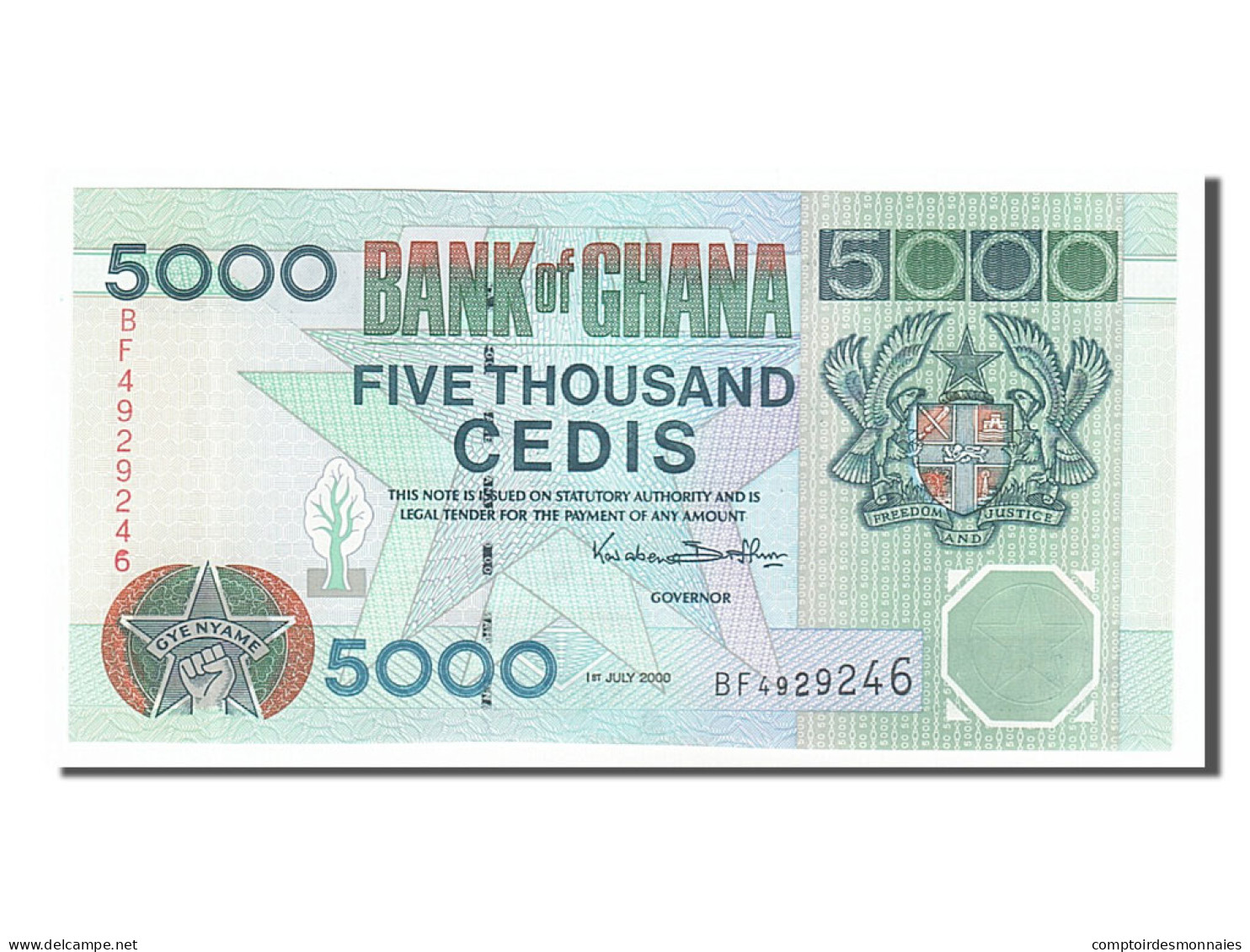 Billet, Ghana, 5000 Cedis, 2000, 2000-07-01, NEUF - Ghana