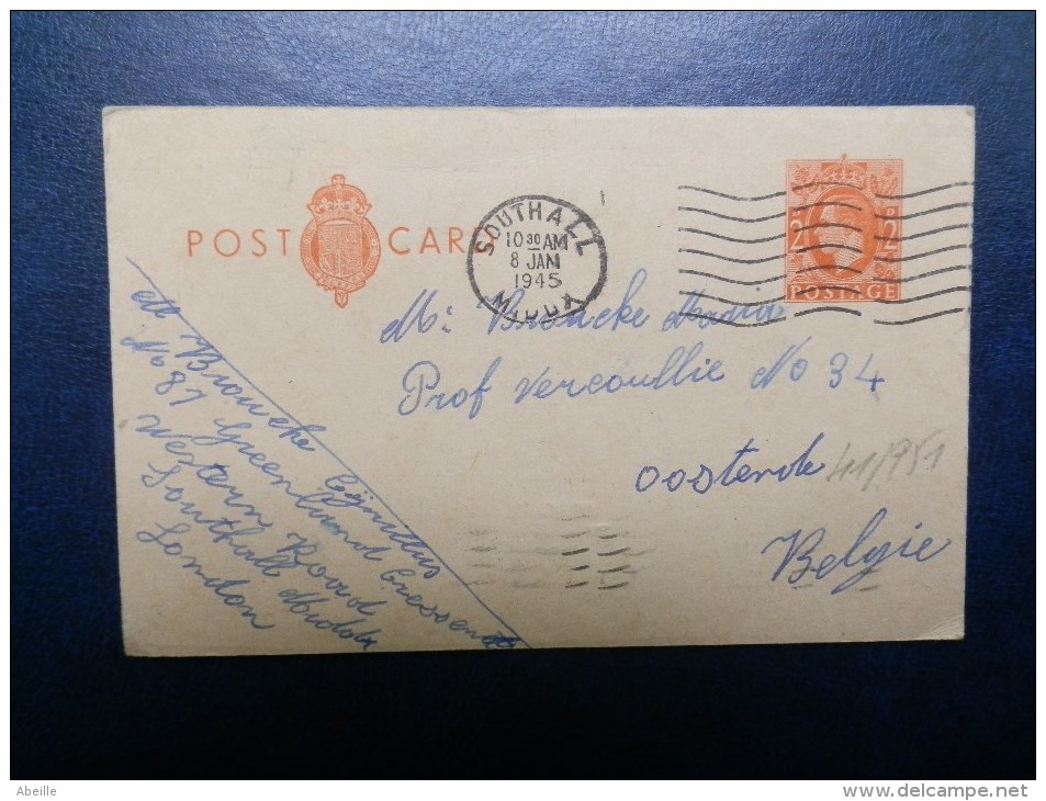 41/951  CP   POUR LA BELG.  1945 - Material Postal