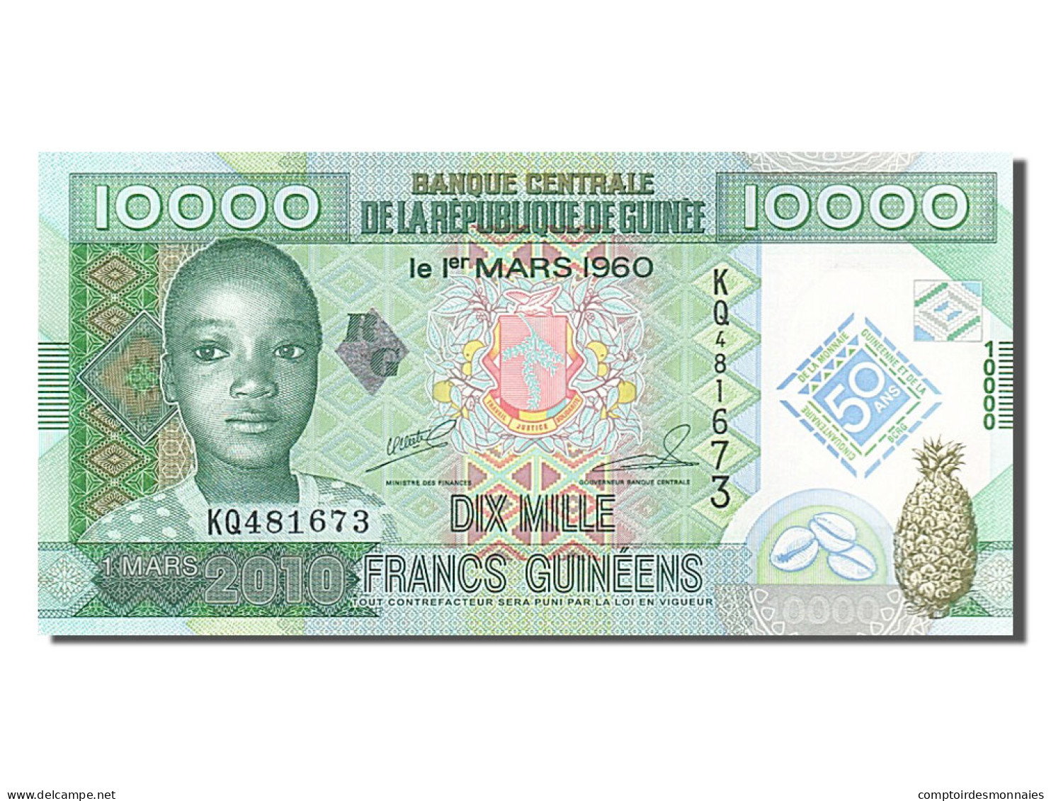 Billet, Guinea, 10,000 Francs, 2010, 2010-03-01, NEUF - Guinee