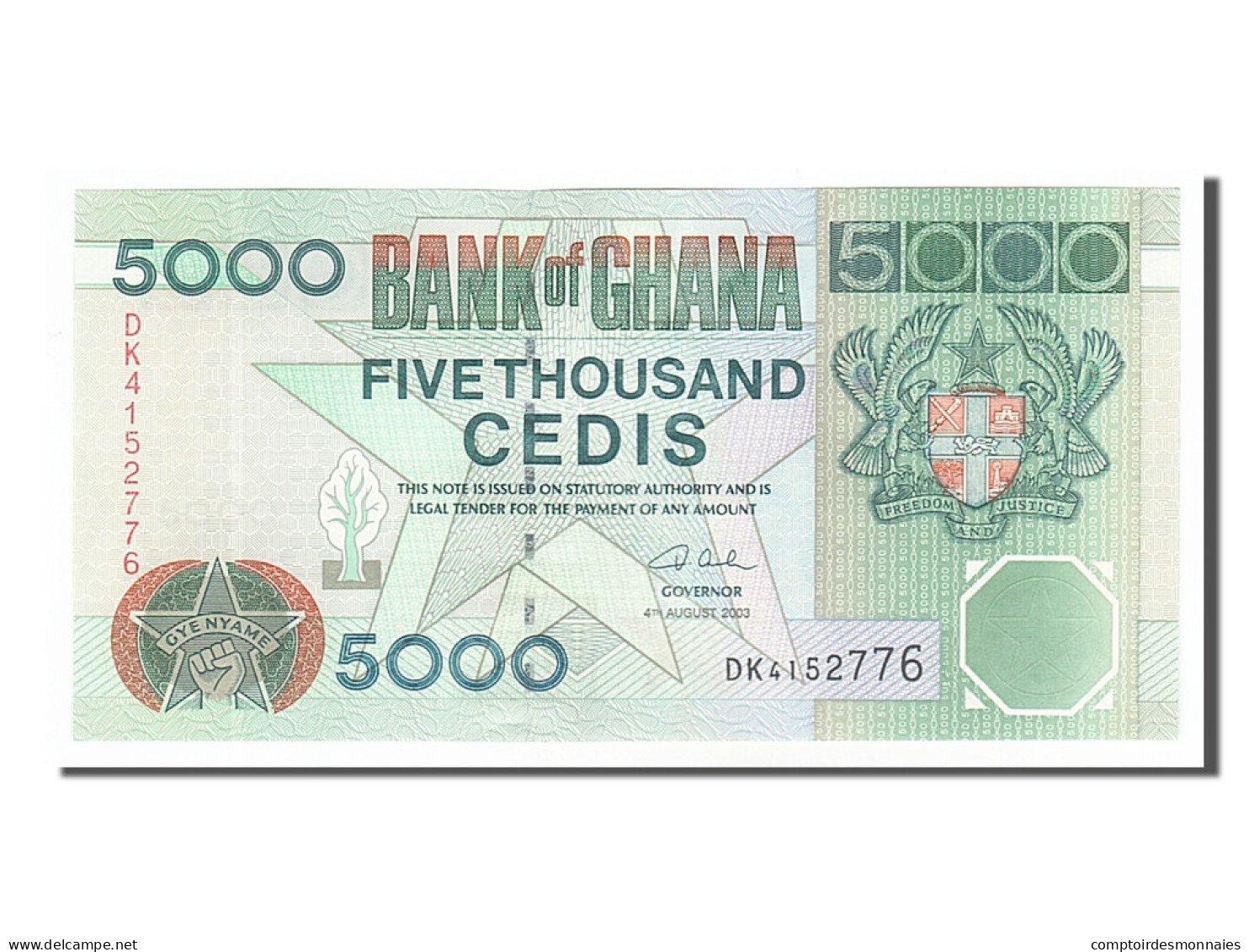 Billet, Ghana, 5000 Cedis, 2003, 2003-08-04, NEUF - Ghana