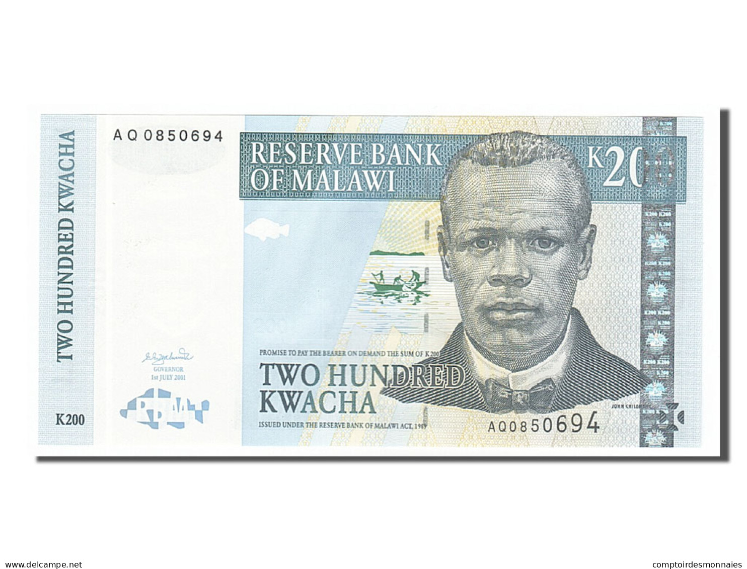 Billet, Malawi, 200 Kwacha, 2001, 2001-07-01, NEUF - Malawi