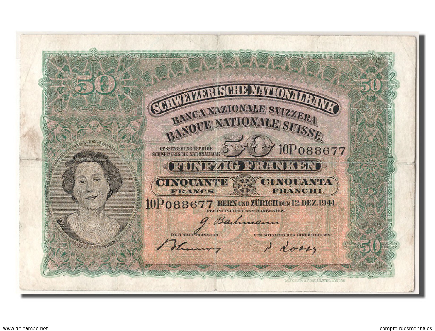 Billet, Suisse, 50 Franken, 1941, 1941-12-12, TTB - Svizzera