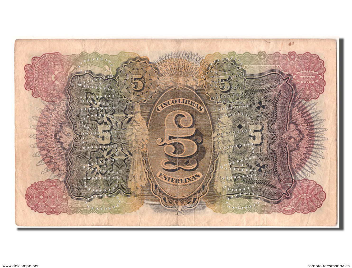 Billet, Mozambique, 5 Libras, 1934, 1934-01-15, TTB - Moçambique