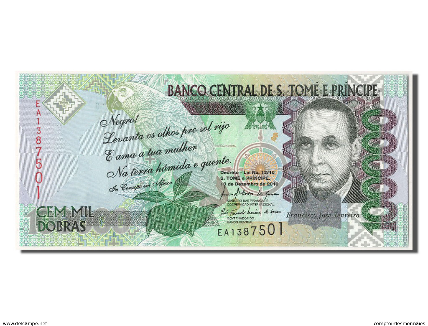 Billet, Saint Thomas And Prince, 100,000 Dobras, 2010, 2010-12-10, NEUF - Sao Tome En Principe