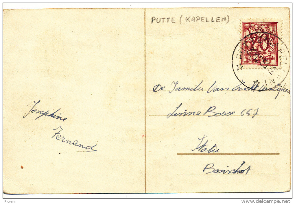 1953 Relais!!Fantasiekaart  Met PZ851 Van Putte(Kapelle) Naar Booischot Vertrekstempel Zie Scan(s) - 1951-1975 León Heráldico