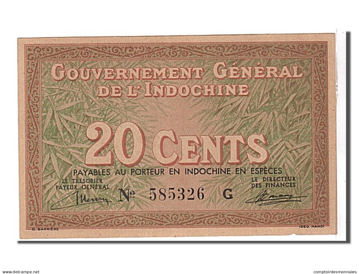 Billet, Indochine Française, 20 Cents, 1939, KM:86a, SPL - Indocina
