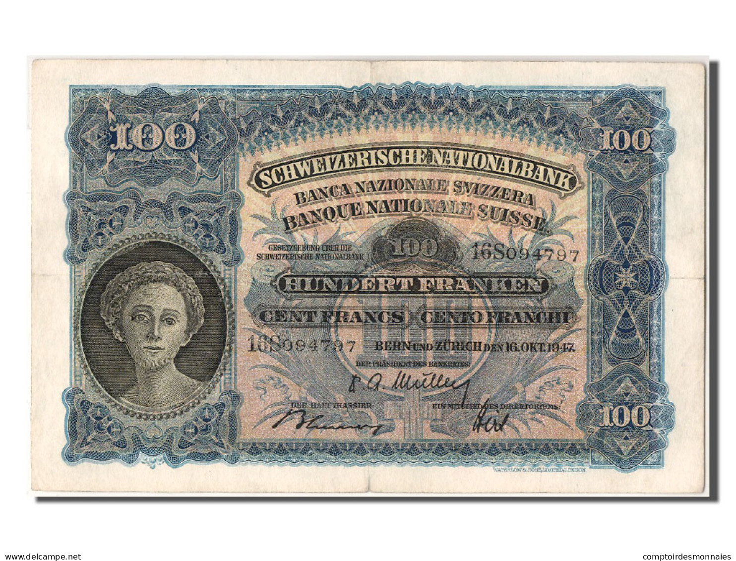 Billet, Suisse, 100 Franken, 1947, 1947-10-16, TTB+ - Suisse