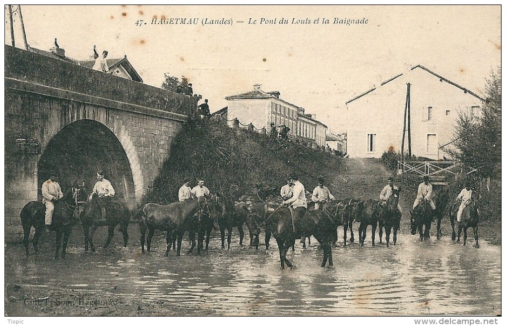 HAGETMAU      (  40  ) -  Le  Pont  Du  Louts  Et  La  Baignade     ( Petites  Taches    Jaunes ) - Hagetmau