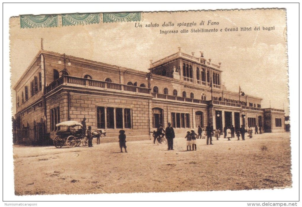 UN SALUTO DALLA SPIAGGIA DI FANO VIAGGIATA 1921 C.1576 - Fano