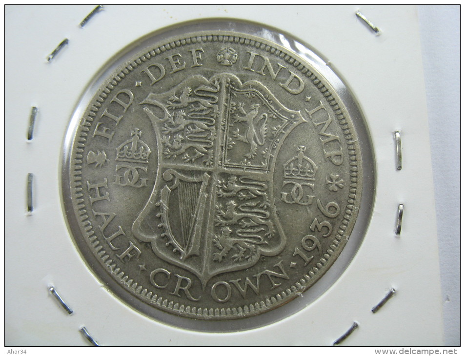 UK GREAT BRITAIN ENGLAND 1/2 HALF CROWN  1936  SILVER 500 LOT 26 NUM 16 - K. 1/2 Crown